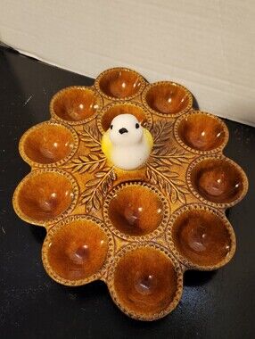 Deviled Egg Dish California Pottery S30 Chicken and 12 Egg Pots 1960s